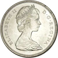 Canada coin 50 Cents - Elizabeth II - 100th Anniversary of Canada (1967) obverse obverse of 50 Cents - Elizabeth II - 100th Anniversary of Canada (1967) coin with KM# 69 from Canada. Inscription: ELIZABETH II D · G · REGINA