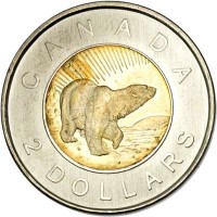 Canada coin 2 Dollars - Elizabeth II - 10th Anniversary of 2 Dollar Denomination Coin (2006) reverse reverse of 2 Dollars - Elizabeth II - 10th Anniversary of 2 Dollar Denomination Coin (2006) coin with KM# 631 from Canada. Inscription: CANADA 2 DOLLARS