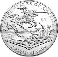 United States coin 1 Dollar - Mark Twain (2016) reverse reverse of 1 Dollar - Mark Twain (2016) coin with KM# 622 from United States. Inscription: UNITED STATES OF AMERICA $1 PLM RG E PLURIBUS UNUM