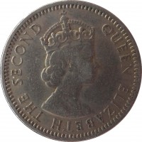 obverse of 25 Mils - Elizabeth II (1955) coin with KM# 35 from Cyprus. Inscription: QUEEN ELIZABETH THE SECOND