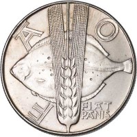 Poland coin 10 Złotych - FAO (1971) reverse reverse of 10 Złotych - FAO (1971) coin with Y# 63 from Poland. Inscription: FAO FIAT PANIS