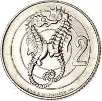 reverse of 2 Lire - Animals: Seahorse (1975) coin with KM# 41 from San Marino. Inscription: 2