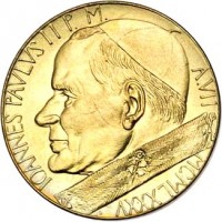 Vatican City coin 20 Lire - John Paul II (1985) obverse obverse of 20 Lire - John Paul II (1985) coin with KM# 186 from Vatican City. Inscription: IOANNES PAVLVS II P.M. A.VII MCMLXXXV