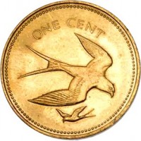reverse of 1 Cent - Elizabeth II - Avifauna of Belize: Swallow-Tailed Kite (1974) coin with KM# 38 from Belize. Inscription: ONE CENT