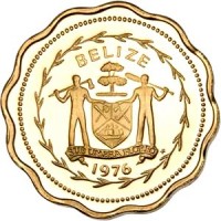 obverse of 1 Cent - Elizabeth II - Avifauna of Belize: Swallow-Tailed Kite (1975 - 1976) coin with KM# 46 from Belize. Inscription: BELIZE SUB UMBRA FLOREO 1976