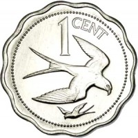 Belize coin 1 Cent - Elizabeth II - Avifauna of Belize: Swallow-Tailed Kite (1977 - 1981) reverse reverse of 1 Cent - Elizabeth II - Avifauna of Belize: Swallow-Tailed Kite (1977 - 1981) coin with KM# 46b from Belize. Inscription: 1 CENT