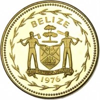 obverse of 5 Cents - Elizabeth II - Avifauna of Belize: Fork-Tailed Flycatchers (1975 - 1976) coin with KM# 47 from Belize. Inscription: BELIZE SUB UMBRA FLOREO 1976