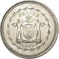 obverse of 10 Cents - Elizabeth II - Avifauna of Belize: Long-Tailed Hermit (1975 - 1981) coin with KM# 48 from Belize. Inscription: BELIZE SUB UMBRA FLOREO 1975