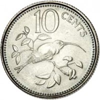 Belize coin 10 Cents - Elizabeth II - Avifauna of Belize: Long-Tailed Hermit (1975 - 1981) reverse reverse of 10 Cents - Elizabeth II - Avifauna of Belize: Long-Tailed Hermit (1975 - 1981) coin with KM# 48 from Belize. Inscription: 10 CENTS