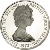 British Virgin Islands coin 25 Cents - Elizabeth II - 2'nd Portrait (1973 - 1984) obverse obverse of 25 Cents - Elizabeth II - 2'nd Portrait (1973 - 1984) coin with KM# 4 from British Virgin Islands. Inscription: ELIZABETH THE SECOND · · · BRITISH VIRGIN ISLANDS · 1973 ·