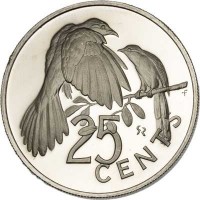 British Virgin Islands coin 25 Cents - Elizabeth II - 2'nd Portrait (1973 - 1984) reverse reverse of 25 Cents - Elizabeth II - 2'nd Portrait (1973 - 1984) coin with KM# 4 from British Virgin Islands. Inscription: 25 CENTS