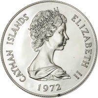 obverse of 50 Cents - Elizabeth II - 2'nd Portrait (1972 - 1982) coin with KM# 5 from Cayman Islands. Inscription: CAYMAN ISLANDS ELIZABETH II 1972