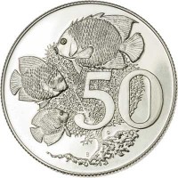 reverse of 50 Cents - Elizabeth II - 2'nd Portrait (1972 - 1982) coin with KM# 5 from Cayman Islands. Inscription: 50