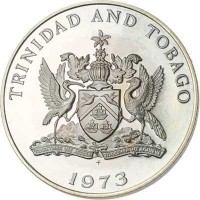 obverse of 1 Dollar - Elizabeth II (1973 - 1975) coin with KM# 23 from Trinidad and Tobago. Inscription: TRINIDAD AND TOBAGO 1973