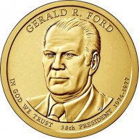 United States coin 1 Dollar - Gerald Ford (2016) obverse obverse of 1 Dollar - Gerald Ford (2016) coin with KM# 620 from United States. Inscription: GERALD R. FORD IN GOD WE TRUST 38th PRESIDENT 1974–1977