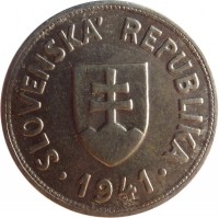 Slovakia coin 50 Halierov (1940 - 1941) obverse obverse of 50 Halierov (1940 - 1941) coin with KM# 5 from Slovakia. Inscription: SLOVENSKÁ REPUBLIKA 1941