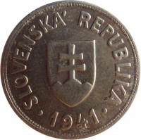 obverse of 50 Halierov (1940 - 1941) coin with KM# 5 from Slovakia. Inscription: SLOVENSKÁ REPUBLIKA 1941