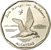 reverse of 20 Escudos - Birds: Brown Booby (1994) coin with KM# 30 from Cape Verde. Inscription: Sula Leucogaster Boddaert ALCATRAZ
