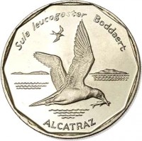Cape Verde coin 20 Escudos - Birds: Brown Booby (1994) reverse reverse of 20 Escudos - Birds: Brown Booby (1994) coin with KM# 30 from Cape Verde. Inscription: Sula Leucogaster Boddaert ALCATRAZ