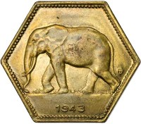 Belgian Congo coin 2 Francs - Leopold III (1943) obverse obverse of 2 Francs - Leopold III (1943) coin with KM# 25 from Belgian Congo. Inscription: 1943