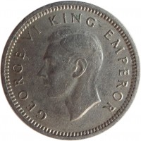 New Zealand coin 3 Pence - George VI (1947) obverse obverse of 3 Pence - George VI (1947) coin with KM# 7a from New Zealand. Inscription: GEORGE VI KING EMPEROR