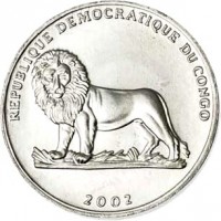 Congo - Democratic Republic coin 25 Centimes - Animal: Weasel (2002) obverse obverse of 25 Centimes - Animal: Weasel (2002) coin with KM# 76 from Congo - Democratic Republic. Inscription: REPUBLIQUE DEMOCRATIQUE DU CONGO 2002