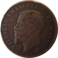 obverse of 5 Centesimi - Vittorio Emanuele II (1861 - 1867) coin with KM# 3 from Italy. Inscription: VITTORIO EMANUELE II RE D'ITALIA FERRARIS
