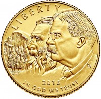 obverse of 5 Dollars - 100th Anniversary of the National Park Service (2016) coin with KM# 646 from United States. Inscription: LIBERTY 2016 IN GOD WE TRUST