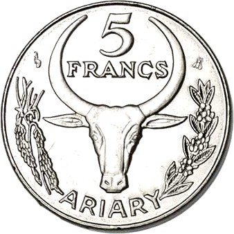 KM21 Madagascar 1996 5 Francs Uncirculated 
