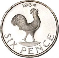 Malawi coin 6 Pence (1964 - 1967) reverse reverse of 6 Pence (1964 - 1967) coin with KM# 1 from Malawi. Inscription: 1964 SIX PENCE