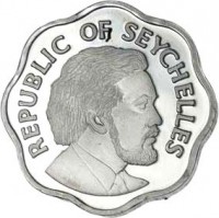 obverse of 5 Cents - Declaration of Independence (1976) coin with KM# 22 from Seychelles. Inscription: REPUBLIC OF SEYCHELLES