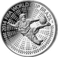 reverse of 1 Rouble - 2014 FIFA World Cup Brazil (2013) coin with KM# 448 from Belarus. Inscription: 2014 FIFA WORLD CUP BRAZIL (TM)