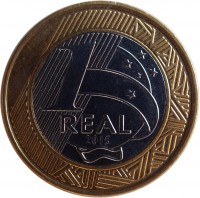 Brazil coin 1 Real - Olympic Games Rio 2016: Rugby (2015) reverse reverse of 1 Real - Olympic Games Rio 2016: Rugby (2015) coin with KM# 707 from Brazil. Inscription: 1 REAL 2015