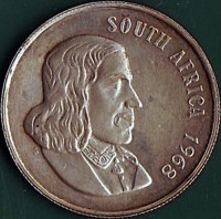 obverse of 1 Rand - SOUTH AFRICA (1965 - 1968) coin with KM# 71.1 from South Africa. Inscription: SOUTH AFRICA 1966 T.S.