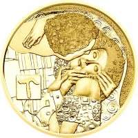 obverse of 50 Euro - Klimt and his Women: The Kiss (2016) coin with KM# 3253 from Austria.