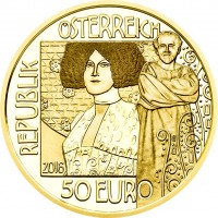 Austria coin 50 Euro - Klimt and his Women: The Kiss (2016) reverse reverse of 50 Euro - Klimt and his Women: The Kiss (2016) coin with KM# 3253 from Austria. Inscription: REPUBLIK ÖSTERREICH 2016 50 EURO