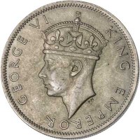 Southern Rhodesia coin 2 Shillings - George VI (1947) obverse obverse of 2 Shillings - George VI (1947) coin with KM# 19b from Southern Rhodesia. Inscription: GEORGE VI KING EMPEROR