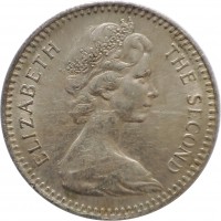 obverse of 2 Shillings - Elizabeth II - 2'nd Portrait (1964) coin with KM# 3 from Rhodesia. Inscription: ELIZABETH THE SECOND