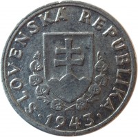 Slovakia coin 20 Halierov (1942 - 1943) obverse obverse of 20 Halierov (1942 - 1943) coin with KM# 4a from Slovakia. Inscription: SLOVENSKÁ REPUBLIKA 1943