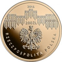 Poland coin 200 Złotych - Bicentenary of the Warsaw University of Life Sciences (2016) obverse obverse of 200 Złotych - Bicentenary of the Warsaw University of Life Sciences (2016) coin with Y# 967 from Poland. Inscription: 2016 200ZŁ RZECZPOSPOLITA POLSKA