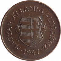 Hungary coin 2 Fillér (1946 - 1947) obverse obverse of 2 Fillér (1946 - 1947) coin with KM# 529 from Hungary. Inscription: MAGYAR · ÁLLAMI · VÁLTOPENZ · 1947 ·