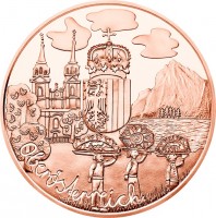 reverse of 10 Euro - Oberösterreich (2016) coin with KM# 3255 from Austria. Inscription: Oberösterreich