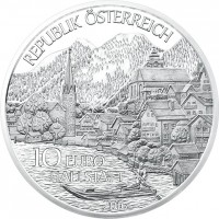 obverse of 10 Euro - Oberösterreich (2016) coin with KM# 3255a from Austria. Inscription: REPUBLIK ÖSTERREICH 10 EURO HALLSTATT 2016