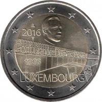 Luxembourg coin 2 Euro - Henri I - 50th Anniversary of the Bridge obverse of 2 Euro - Henri I - 50th Anniversary of the Bridge