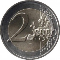 reverse of 2 Euro - 550th Anniversary of the Death of Donatello (2016) coin with KM# 393 from Italy. Inscription: 2 EURO LL