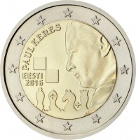 Estonia coin 2 Euro - 100th Anniversary of the Birth of the Famous Estonian Chess Grandmaster Paul Keres (2016) obverse obverse of 2 Euro - 100th Anniversary of the Birth of the Famous Estonian Chess Grandmaster Paul Keres (2016) coin from Estonia. Inscription: PAUL KERES EESTI 2016