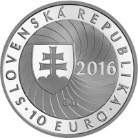 obverse of 10 Euro - First Slovak Presidency of the Council of the European Union (2016) coin from Slovakia. Inscription: SLOVENSKÁ REPUBLIKA 2016 10 EURO