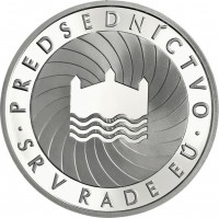 Slovakia coin 10 Euro - First Slovak Presidency of the Council of the European Union (2016) reverse reverse of 10 Euro - First Slovak Presidency of the Council of the European Union (2016) coin from Slovakia. Inscription: PREDSEDNÍCTVO SR V RADE EÚ