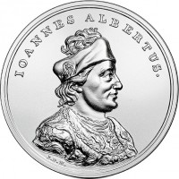 reverse of 50 Złotych - Treasures of Stanislaw August: John Albert (2016) coin from Poland. Inscription: IOANNES ALBERTUS.