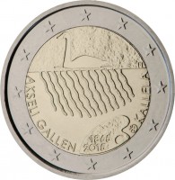 Finland coin 2 Euro - 150th Anniversary of the Birth of Artist Akseli Gallen-Kallela (2015) obverse obverse of 2 Euro - 150th Anniversary of the Birth of Artist Akseli Gallen-Kallela (2015) coin with KM# 230 from Finland. Inscription: FI 1865 2015 AKSELI GALLEN KALLELA